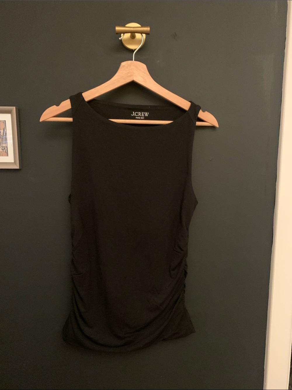 J.Crew black tank with side ruching detail